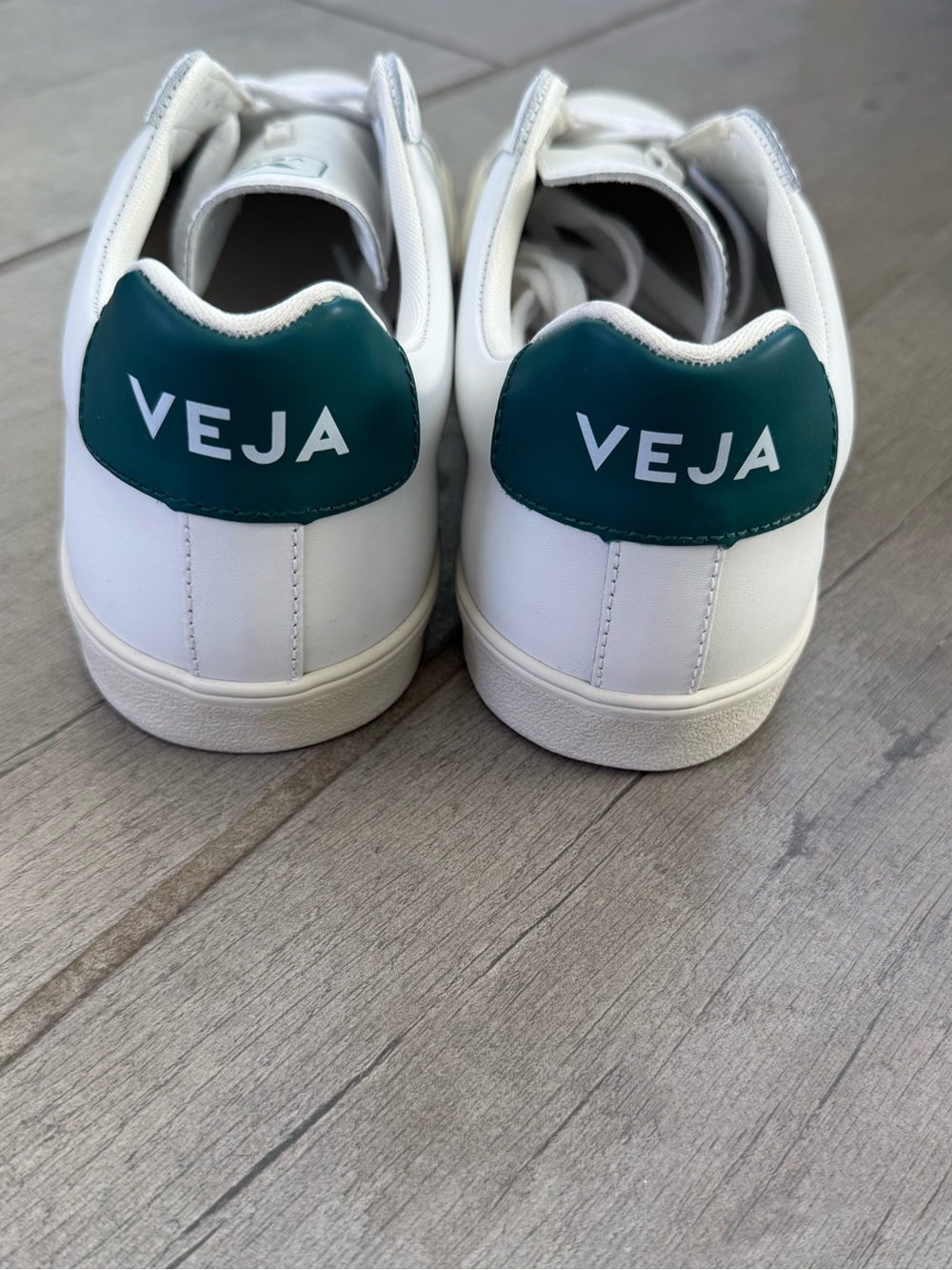 Veja White Sneakers with Green V Logo - Picture 5 of 8
